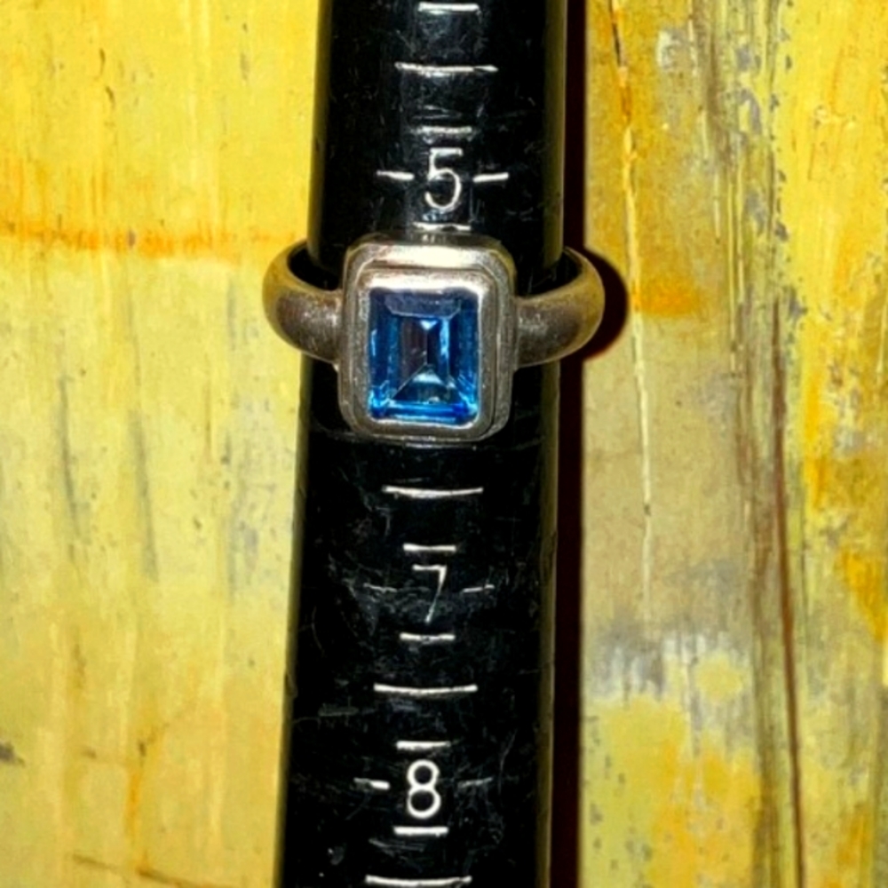 Blue topaz sterling silver 925 ring sz 6 1/4